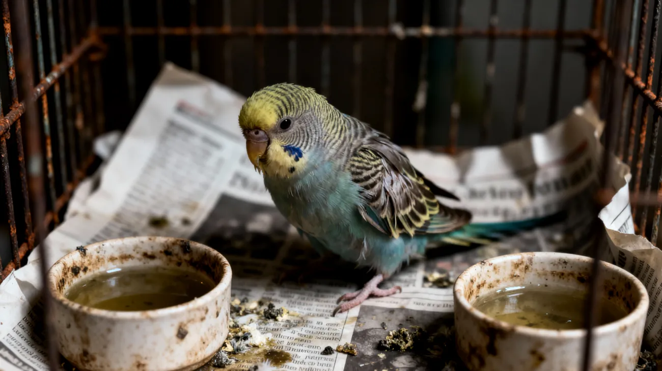 Wellensittiche benötigen als erwachsene Tiere eine ausgewogene Hygiene-Routine, aber viele Halter vernachlässigen die regelmäßige Reinigung des Käfigs und der Wassernäpfe, was zu Bakterienbildung und Gesundheitsproblemen führen kann"