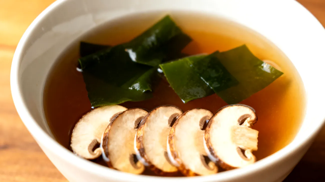 Miso-Suppe mit Wakame-Algen und Shiitake-Pilzen"