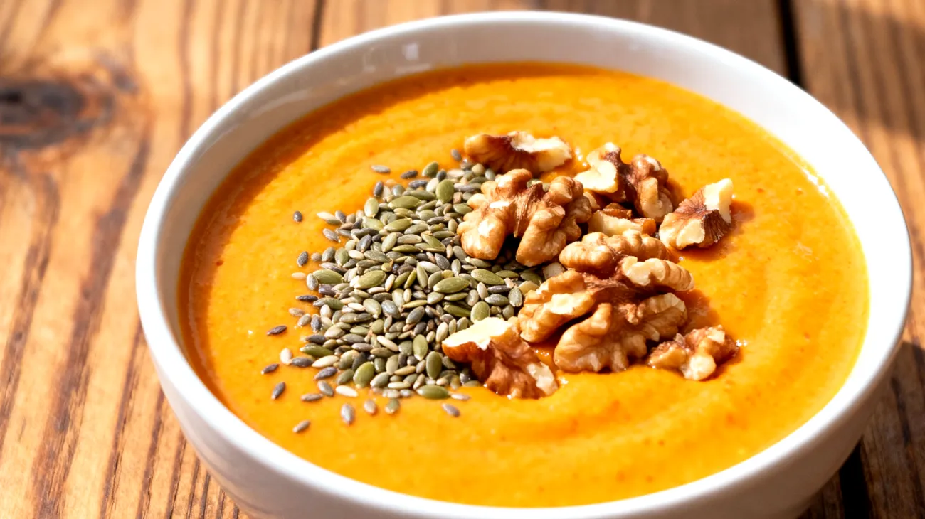 Sanddornbeeren-Smoothie Bowl mit Hanfsamen und Walnüssen"